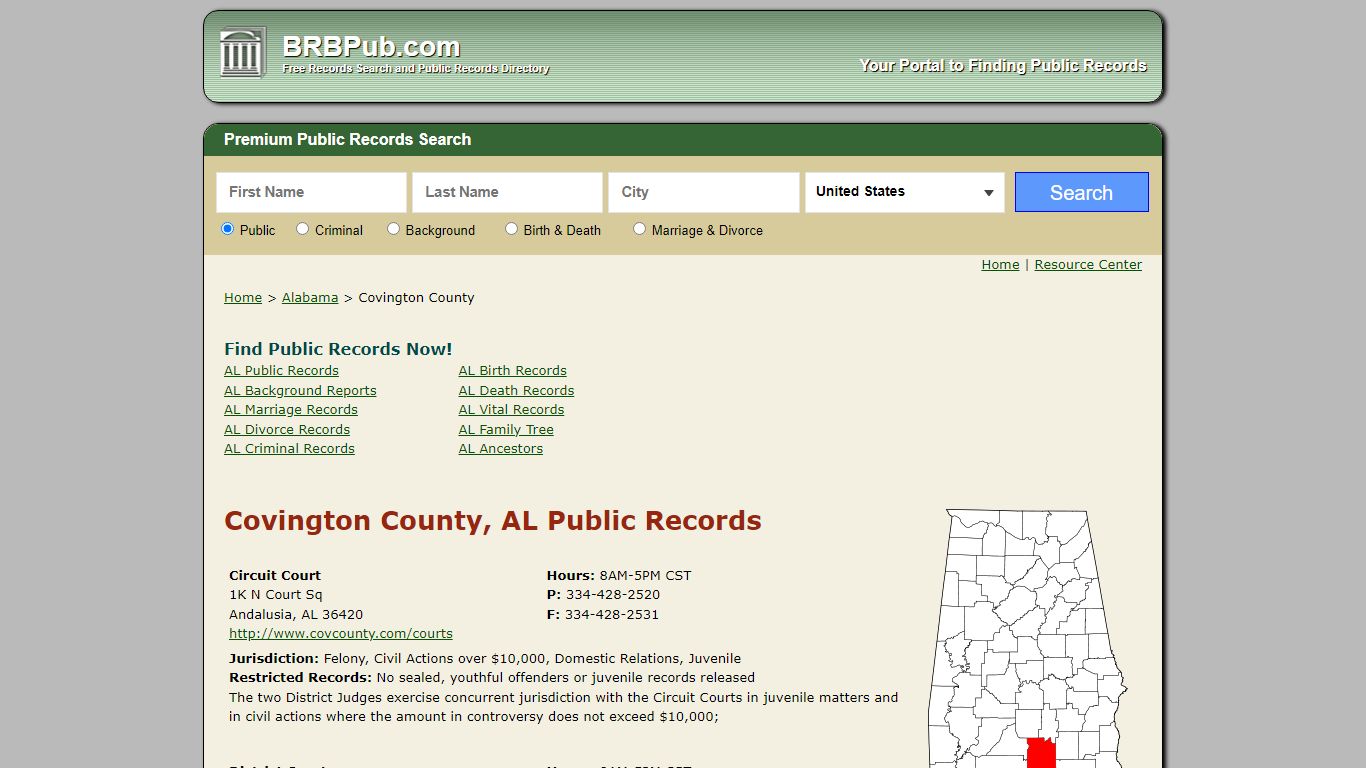Covington County Public Records | Search Alabama Government Databases
